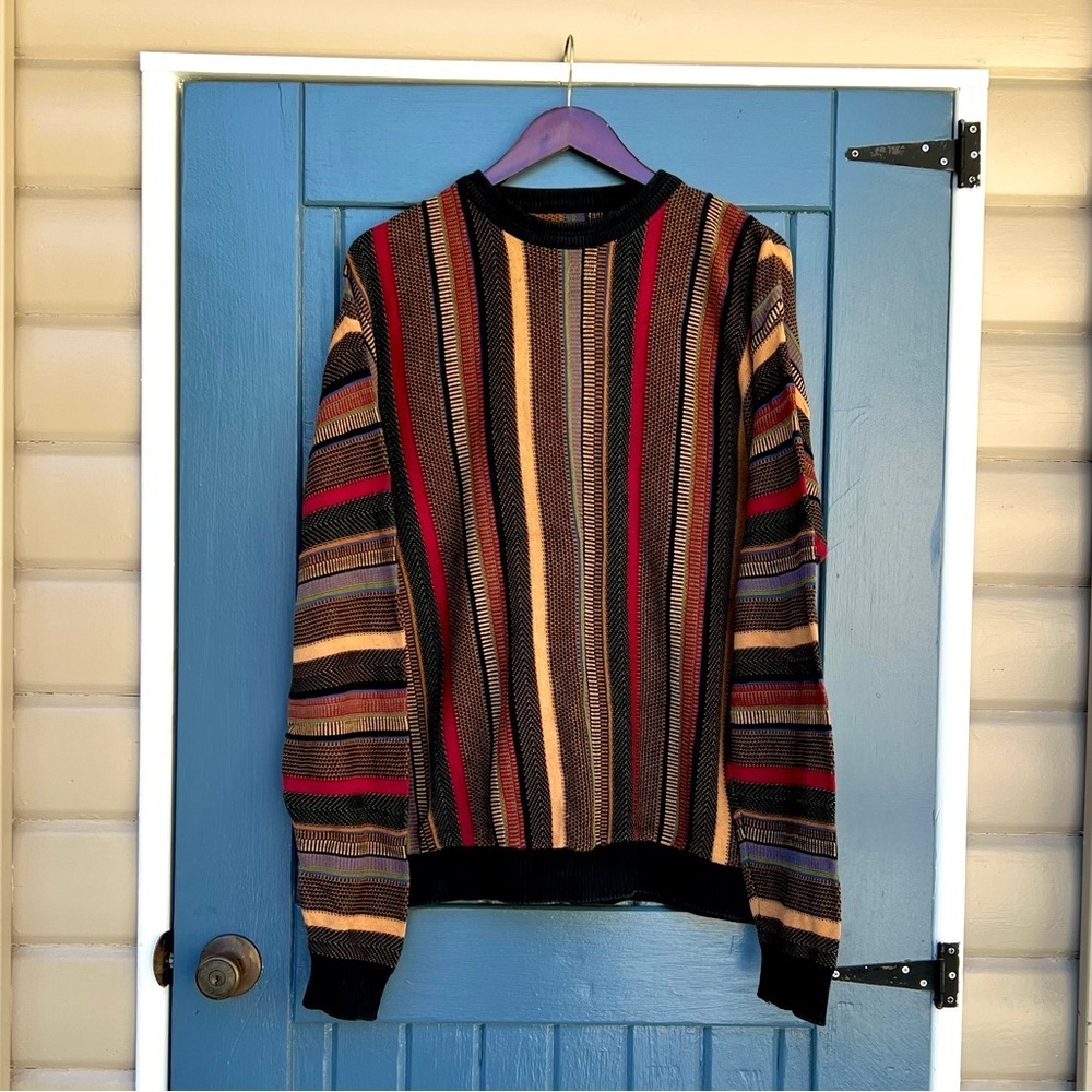 Vintage 1990 Striped Multicolor Sweater for Men 3XL